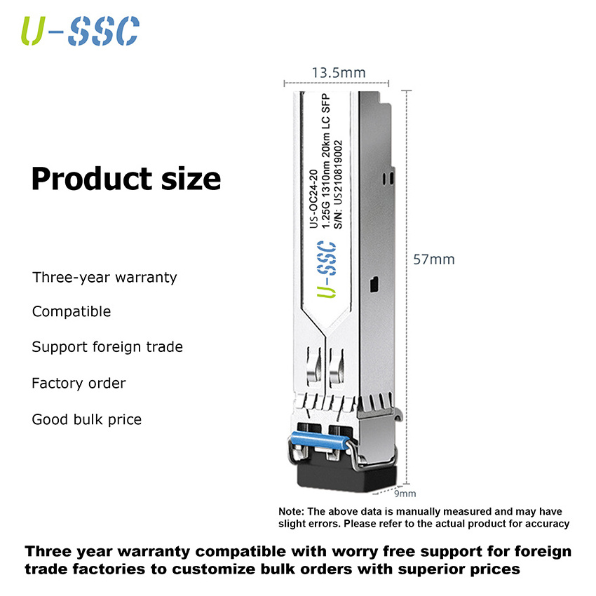 1000BASE-LX/LH SFP Transceiver optic fiber 1.25G 1310nm 20KM SMF transceiver module