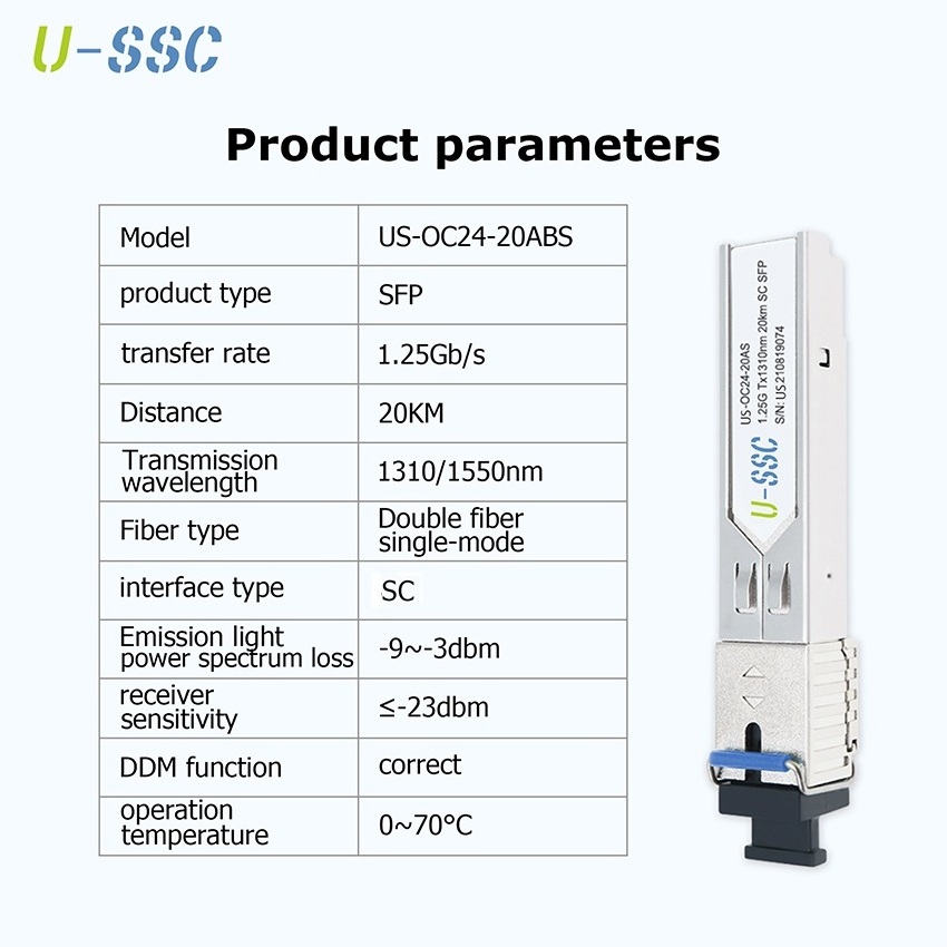 1.25G 20km SFP bidi SC 1.25Gb sfp transceiver module