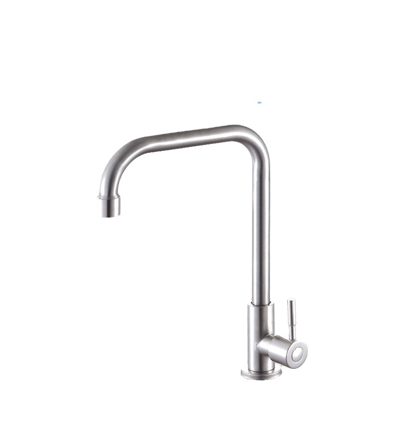 Oem 201 Silver Cold Sink Tap Large Seven-Character Tap Faucets Basin Kitchen Faucet Stainless Steel Brushed Quick Opening Faucet