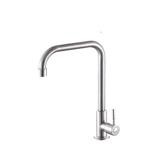 Oem 201 Silver Cold Sink Tap Large Seven-Character Tap Faucets Basin Kitchen Faucet Stainless Steel Brushed Quick Opening Faucet