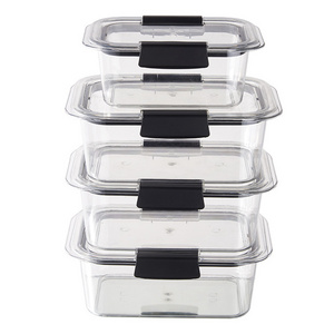 Custom Clear Plastic Kids Storage Lunch Box Pantry Fridge Kitchen Transparent Airtight Food Storage Containers Set With Lock