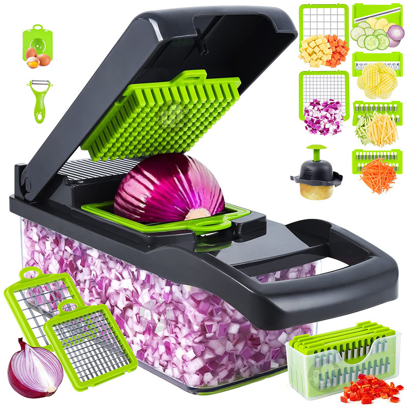 Upgrade High QualityFruit Vegetable Potato Cutter Handheld Food Chopper ABS Plastic Multi-functional Green Food Slicer Chop tool