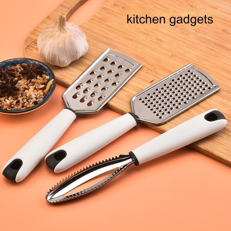 4 In 1 Food Slicer Fruit Peeler Gold Cheese GraterKitchen Utensil Set Potato Peeler Fish Scale Planner With TPR Handle