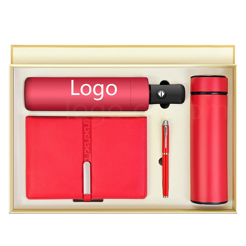 Wholesale Promotion  Custom Logo Umbrella Vacuum Flask USB Flash Drive Pen Notebook Gift Box Set Business Gift Set