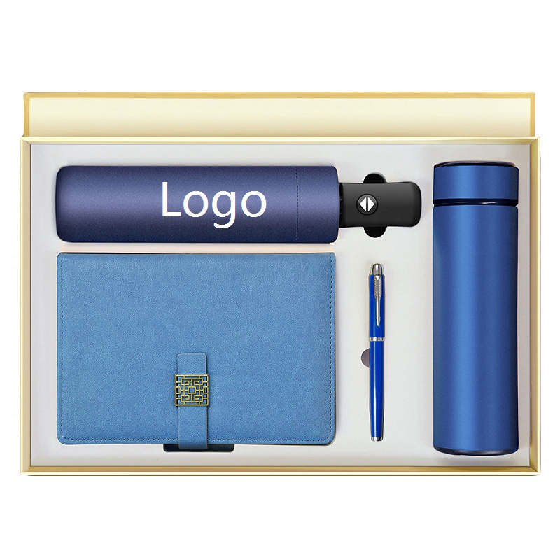 Wholesale Promotion  Custom Logo Umbrella Vacuum Flask USB Flash Drive Pen Notebook Gift Box Set Business Gift Set