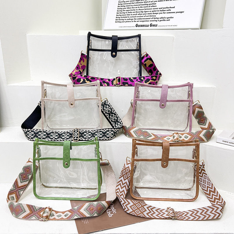 Wholesale Custom Messenger Transparent Adjustable Bag Sling Tote Women Crossbody Clear Crossbody Bag