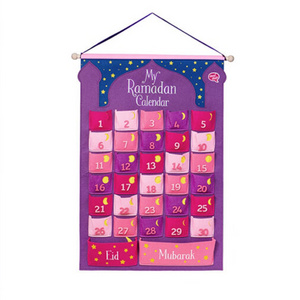 Wholesale Ramadan Countdown Calendar Fabric Ramadan Kareem Canvas Ramadan Calendar