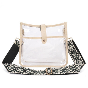 Wholesale Custom Messenger Transparent Adjustable Bag Sling Tote Women Crossbody Clear Crossbody Bag