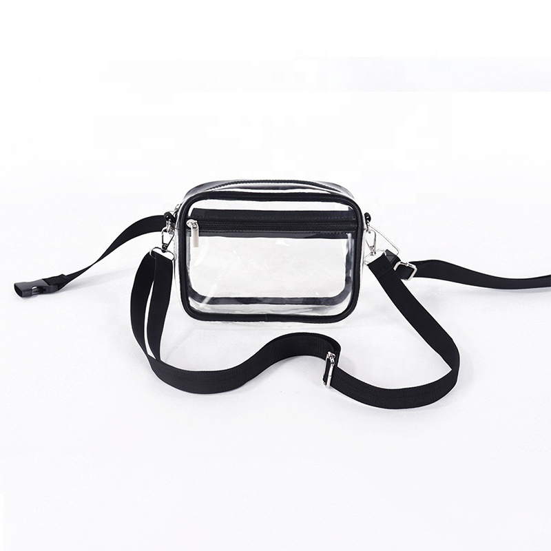 Black Transparent Stadium Waist Bag Wholesale Monogram Women's Fashion Zipper PVC Clear Waterproof Belt Bag