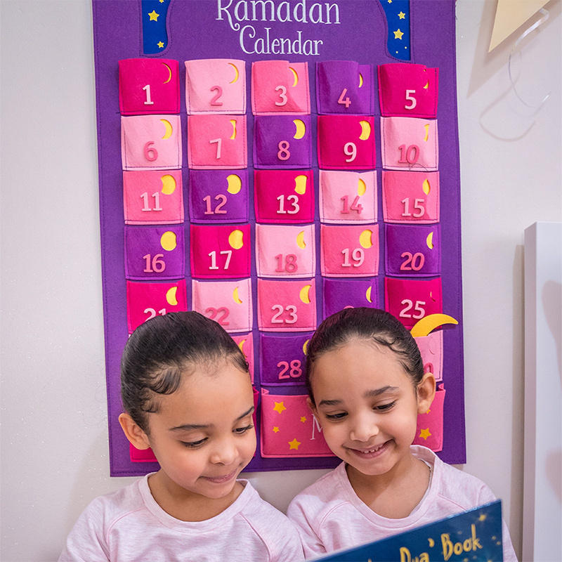 Wholesale Ramadan Countdown Calendar Fabric Ramadan Kareem Canvas Ramadan Calendar