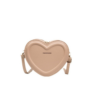 Wholesale Women Valentines Day Gift Zippers Small Purse Sling Shoulder Bag Heart PU Leather Crossbody Bag