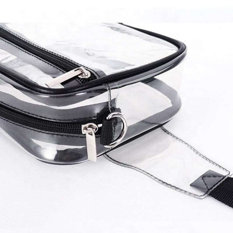 Black Transparent Stadium Waist Bag Wholesale Monogram Women's Fashion Zipper PVC Clear Waterproof Belt Bag