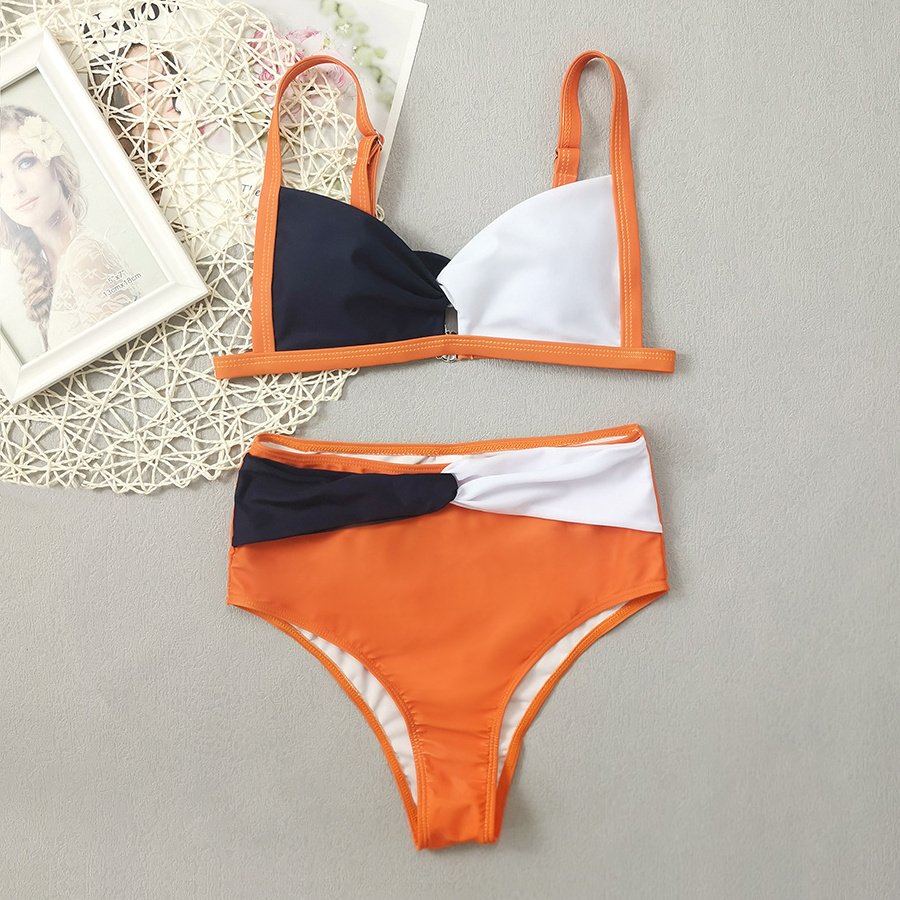 OEM New Sexy Asymmetric Bathing suit Bandeau Hollow Out Front Twist Swimsuit Women High Waist Swimwear Bikini