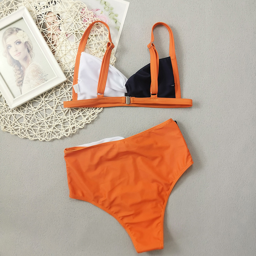 OEM New Sexy Asymmetric Bathing suit Bandeau Hollow Out Front Twist Swimsuit Women High Waist Swimwear Bikini