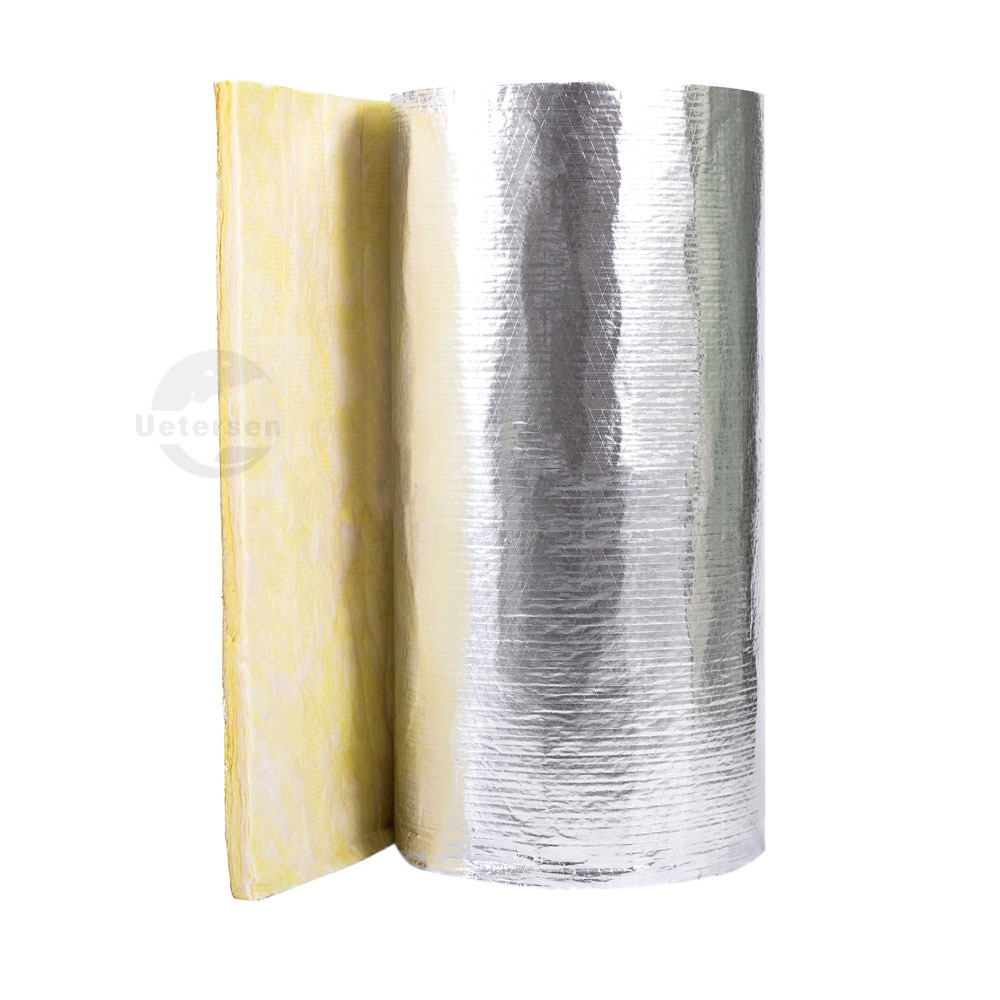 Fireproof Aluminum Foil Faced duct heat insulation 50mm soundproof glass wool roll blanket