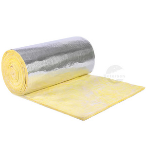 Fireproof Aluminum Foil Faced duct heat insulation 50mm soundproof glass wool roll blanket