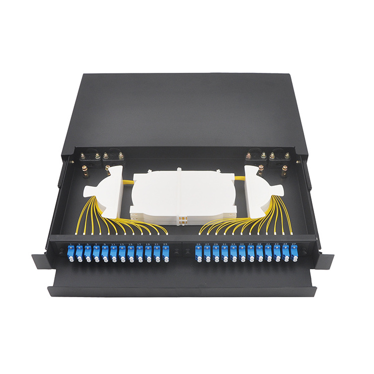 Sliding Type Terminal Box 1U 12/24/48 Port SC/LC/ST/FC Rack Mount Fiber Optical Patch Panel UT Cold Rolled Steel Sheet 4kg/pcs