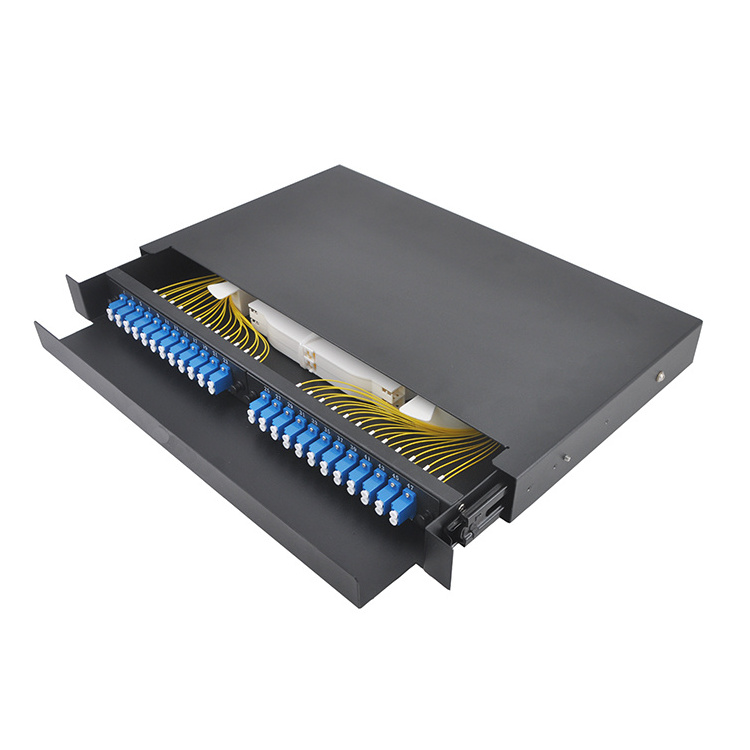 Sliding Type Terminal Box 1U 12/24/48 Port SC/LC/ST/FC Rack Mount Fiber Optical Patch Panel UT Cold Rolled Steel Sheet 4kg/pcs