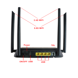 China Factory 4GE+1POTS+WIFI 2.4G&5.8G 3000Mbps XPON ONU AX3000 WIFI 6 Mesh Router ONU ONT