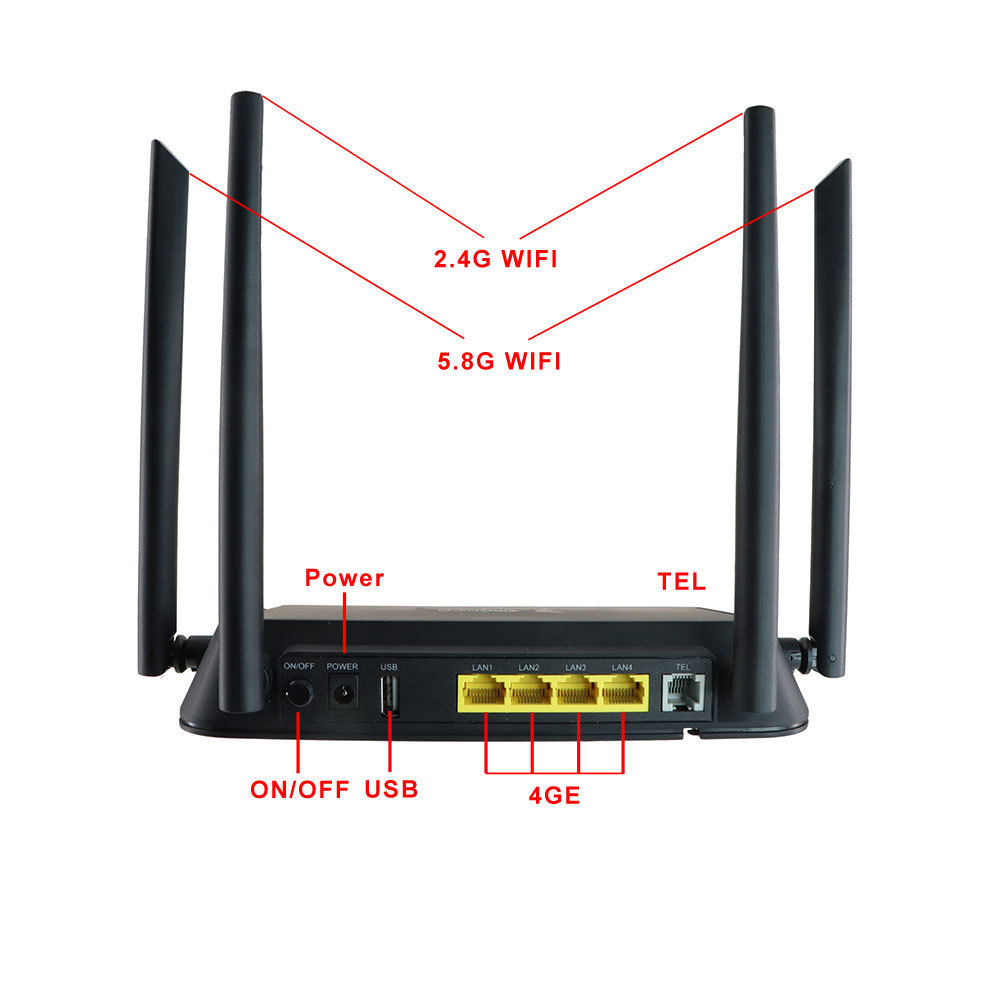 UT-King 4GE+1POTS+WIFI 2.4G&5.8G 3000Mbps XPON ONU AX3000 WIFI 6 ONU ONT