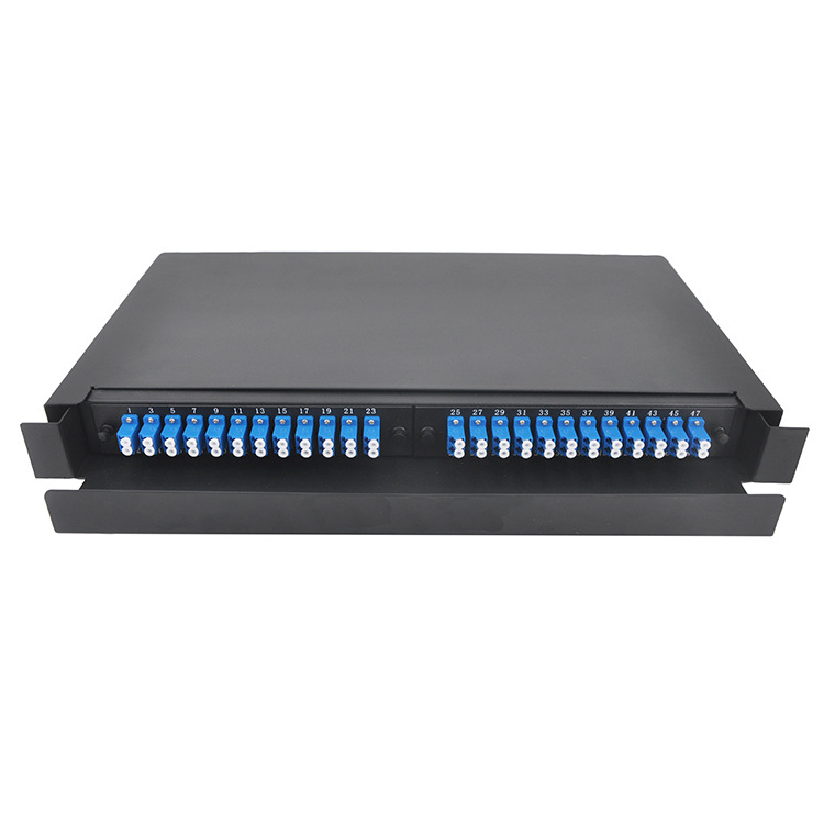 Sliding Type Terminal Box 1U 12/24/48 Port SC/LC/ST/FC Rack Mount Fiber Optical Patch Panel UT Cold Rolled Steel Sheet 4kg/pcs