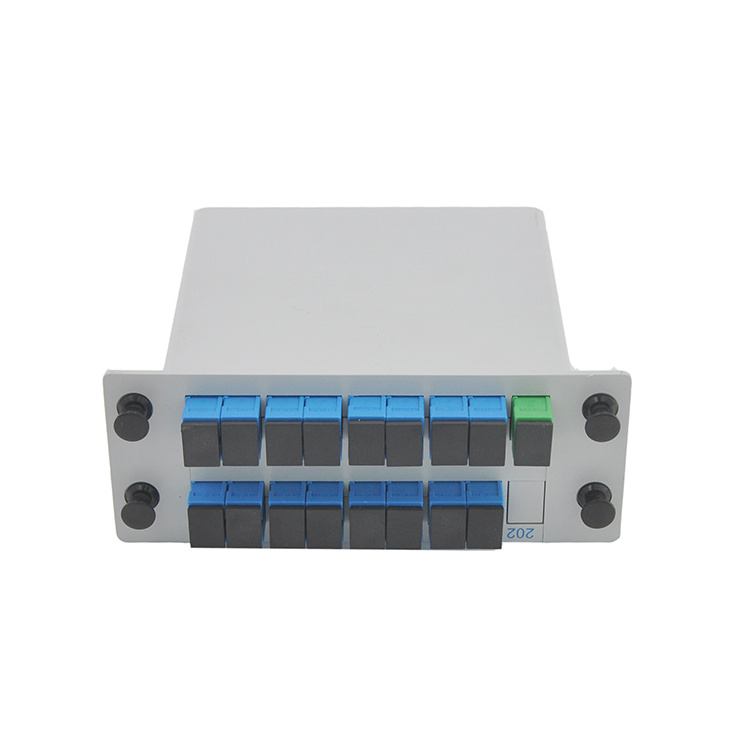 FTTH 1x16 Fiber Optical PLC Cassette Splitter 1-16 with SC UPC Connectors 1:16 Lgx Box Plc Splitter Pigtail