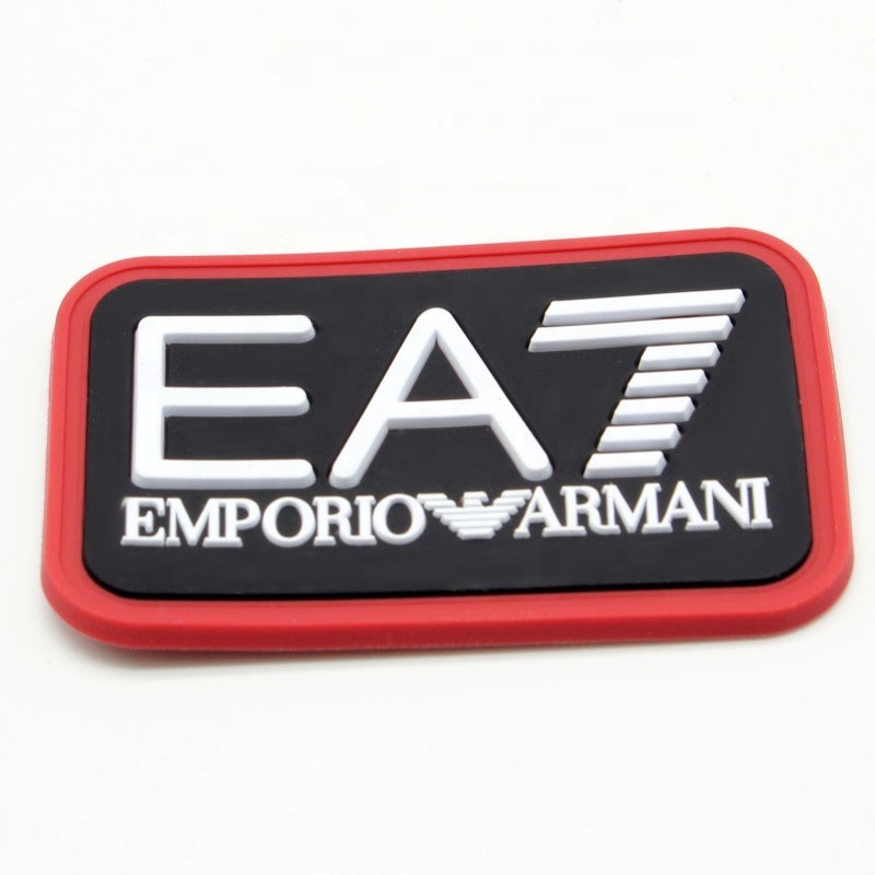 Eco-friendly Customized Embossed Logo Soft Silicone Label 3d Silicone Patch Heat Transfer Custom PVC Rubber Patch for clothing