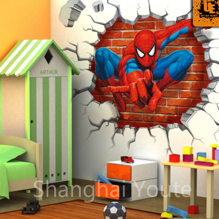 3D Spider man kids room decor Wall sticker boy gift wall decals Nursery Mural