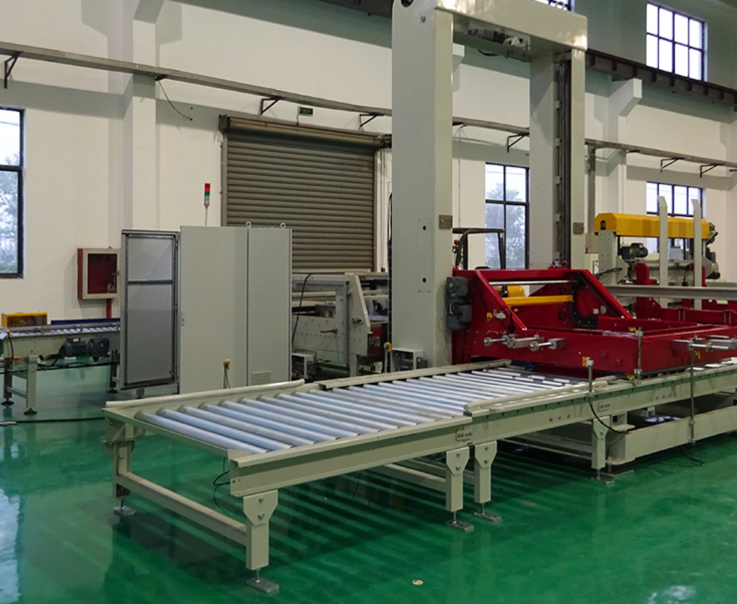 Online Full Auto fully automatic Case carton box Coordinate palletizer Stack stacking pallet wrapping Packaging machine Line