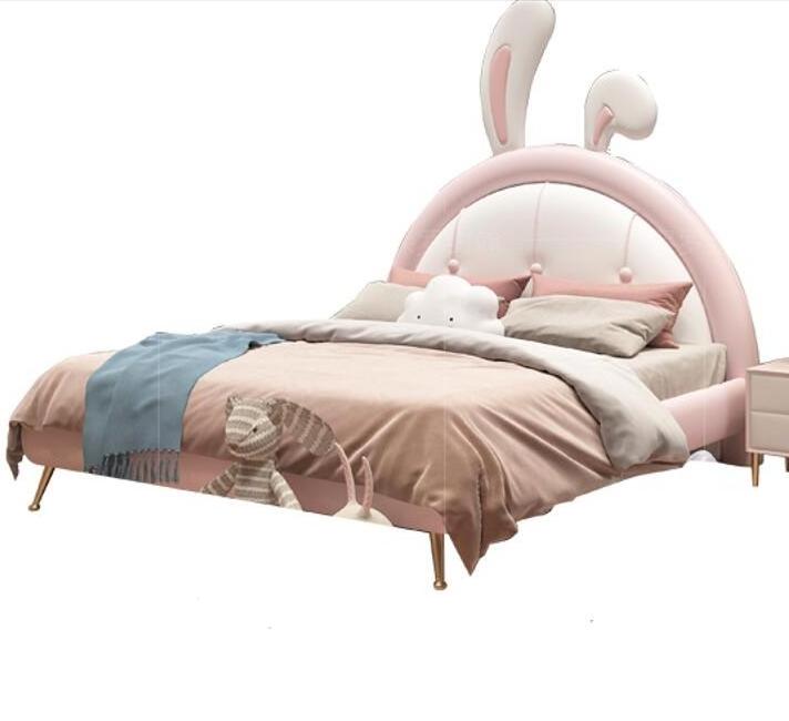 Children Pink Bed Cute Bunny Girl's Princess Double Bed