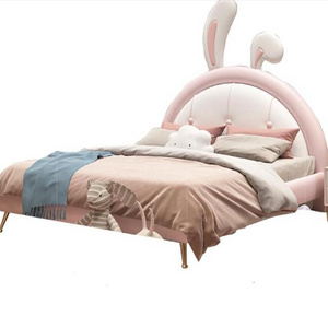 Children Pink Bed Cute Bunny Girl's Princess Double Bed