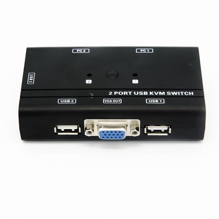 2 Port USB 2.0 VGA KVM Switch with USB Hub for PC or Monitor Switching