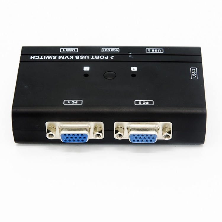 2 Port USB 2.0 VGA KVM Switch with USB Hub for PC or Monitor Switching