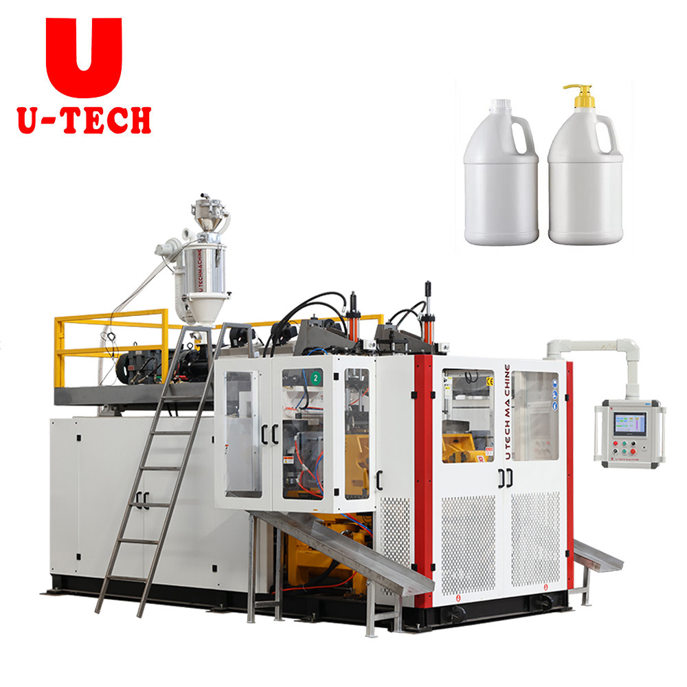 Auto HDPE Double Station 5liter One Gallon Extrusion Blow Blowing Molding 1 Gallon Bleach Round Plastic Bottle Making Machine