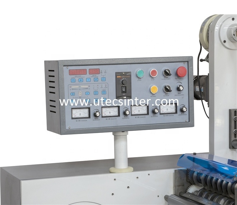 USK320 Roll to Roll Automatic Self Adhesive Blank Barcode Sticker Rotary Die Cutter Slitter and Rewinder Machine