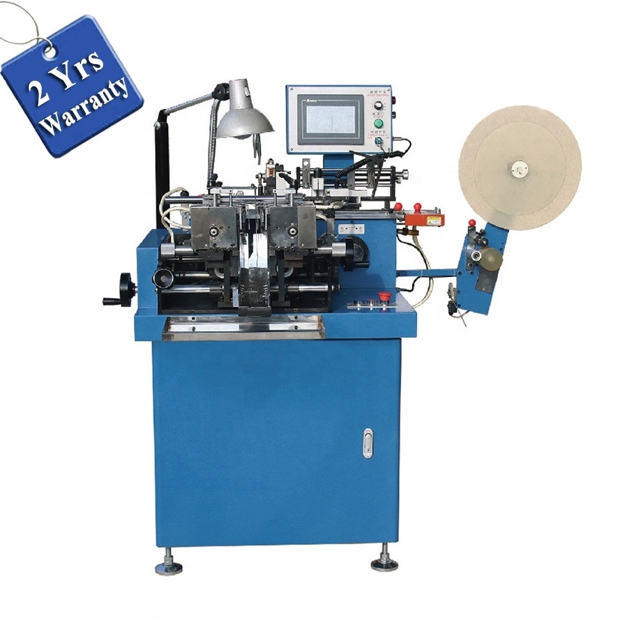 US3000D automatic apparel T shirt weaving label cutting and folding machine with end centre middle triangle fold