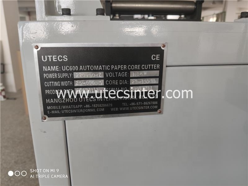 UC600 3 inch Automatic Paper Core converting machine, automatic push out kraft paper pipe tube cutter