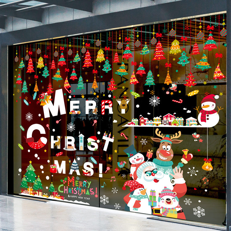 2020 Customized Merry Christmas Window Removable DIY Wall Stickers for Glass Door Showcase Decoration