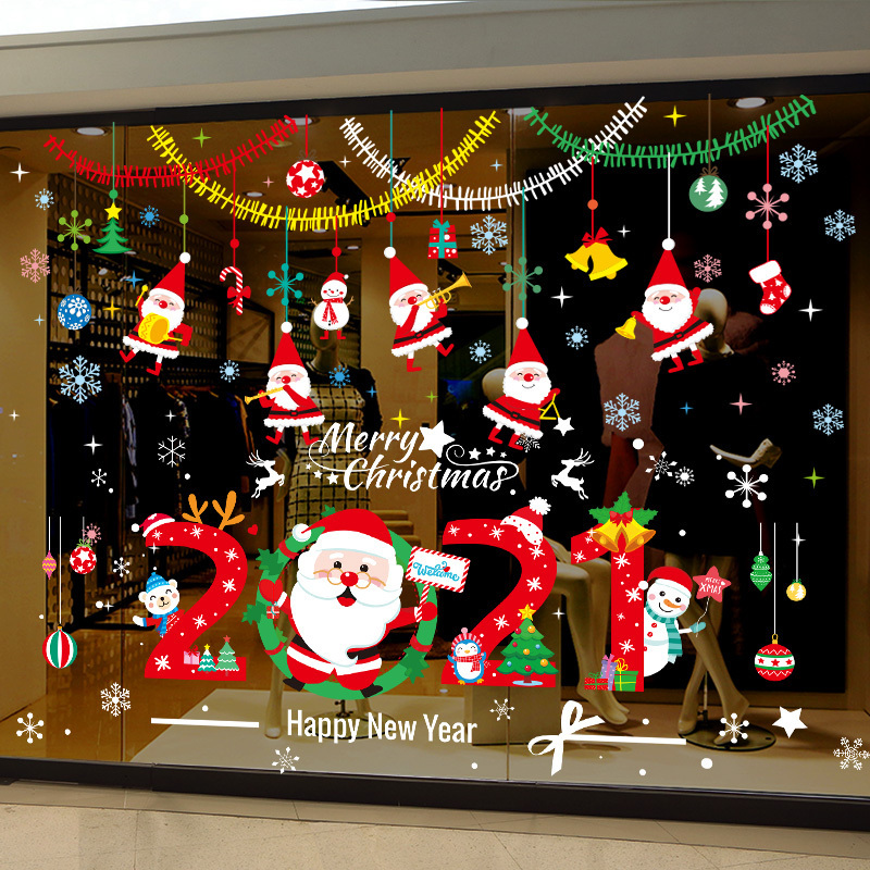 2020 Customized Merry Christmas Window Removable DIY Wall Stickers for Glass Door Showcase Decoration