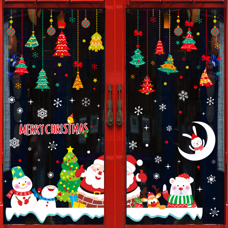 2020 Customized Merry Christmas Window Removable DIY Wall Stickers for Glass Door Showcase Decoration