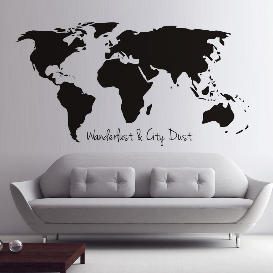 Hot selling custom world map wall decal sticker for decoration and wall decoration