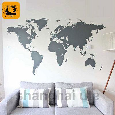 Hot selling custom world map wall decal sticker for decoration and wall decoration