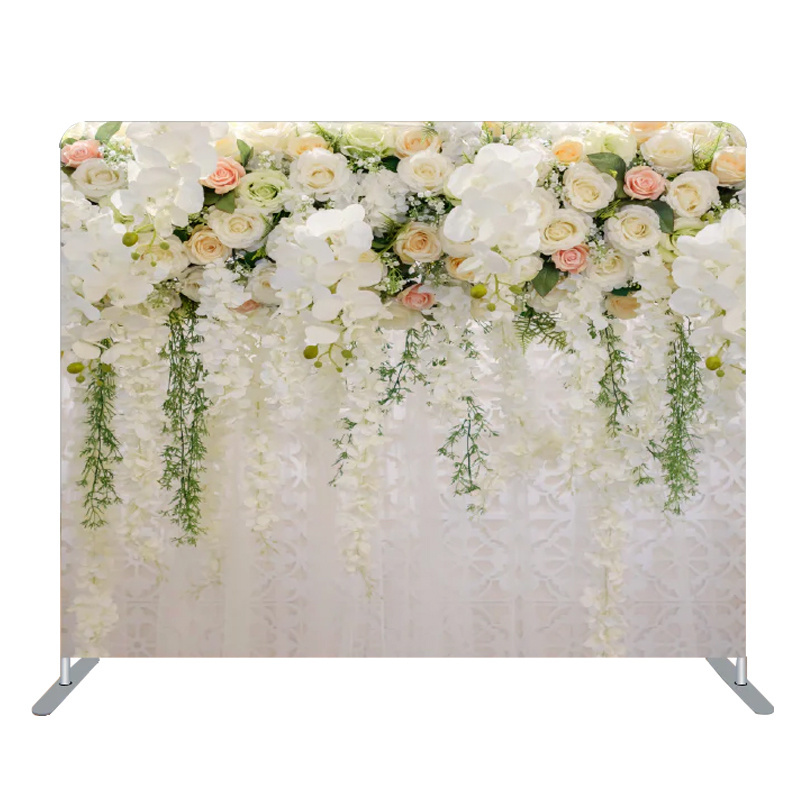 Wedding Flower Series Beautiful White Rose Printed Photo Backdrop wedding