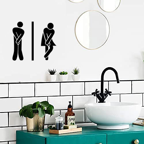 Removable Toilet Door Sticker Funny Bathroom Washroom WC Wall Decals, Family DIY Decor Art Stickers Home Decor for Kids