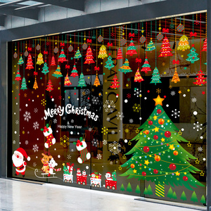 Christmas Decorative Cling Static Window Sticker Colorful Wall Sticker Art