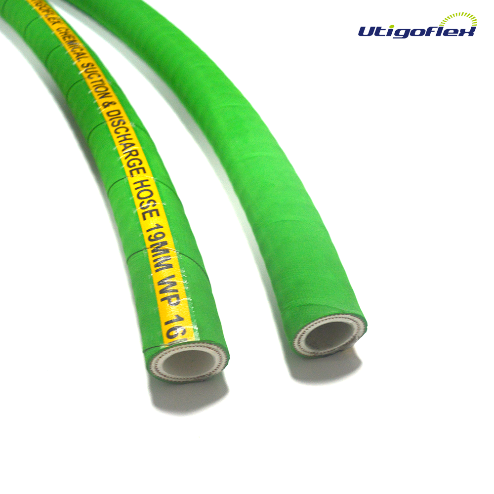 Excellent Acid/Alkali Resistance Industrial Chemical Rubber Hose High Tensile Textile Cord And Helix Steel Wire Rubber Hose