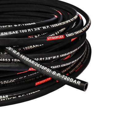 Factory Direct High Pressure Flexible Braided Hose  Sae 100 R1 0.5 1.5 Inch Rubber Hydraulic Hose Industrial Hoses