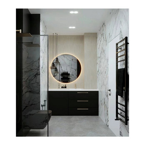 Environment Friendly Modern Wall Mounted Cabinet Vanities Basin And Mirror With Ceramic Square  Bathroom Cabinet