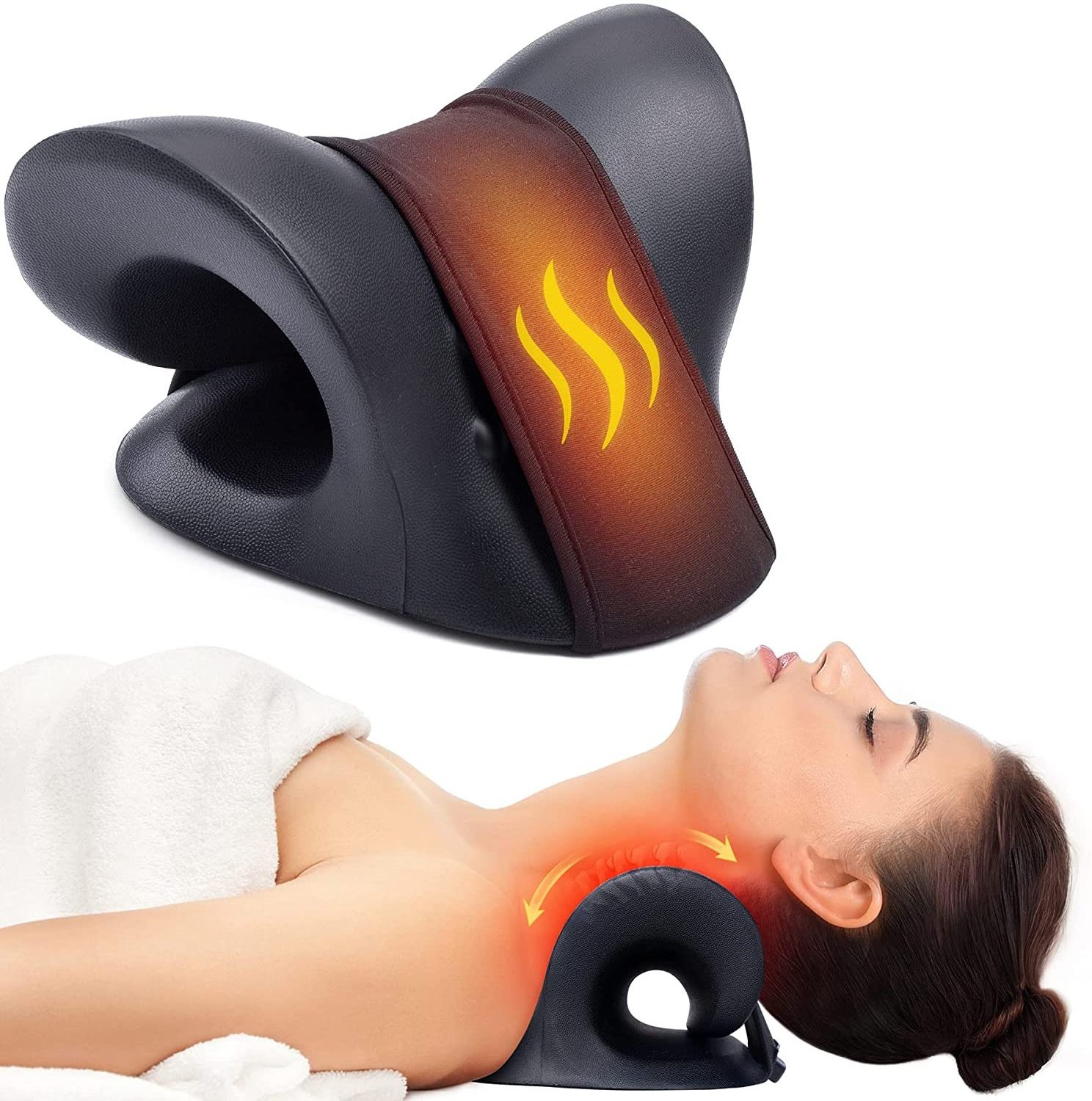 New Products 2023 Neck Cloud Stretcher for Neck Pain Relief Heated Cervical Traction Device Pillow with Graphene Heating Pad