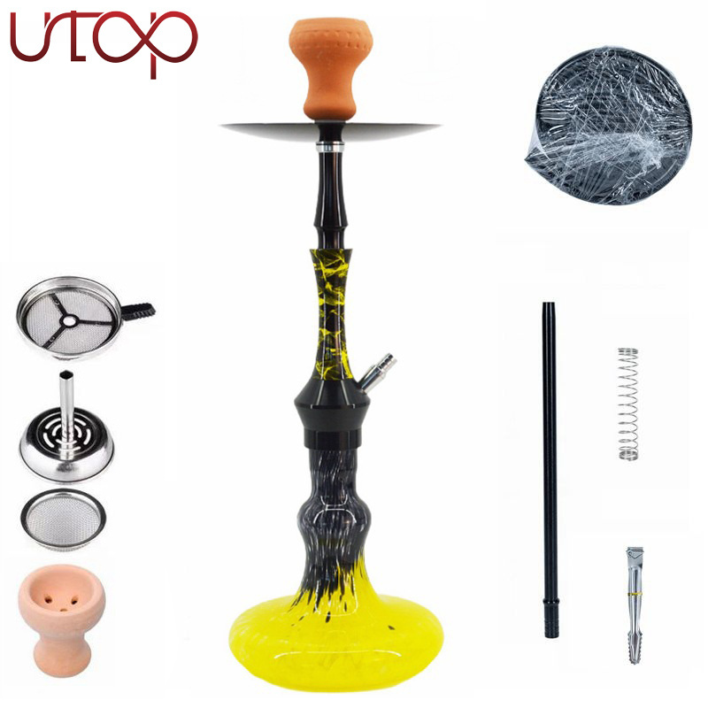 Modern Union Russian Deluxe Large Smoking Set Gold Pink Nargile Resin Glass Chicha Shisha Hookah large floor hookah